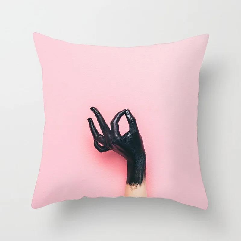 Pink Tropical Leaf Pillowcase Office Living Room Home Pillowcase Car Ornaments