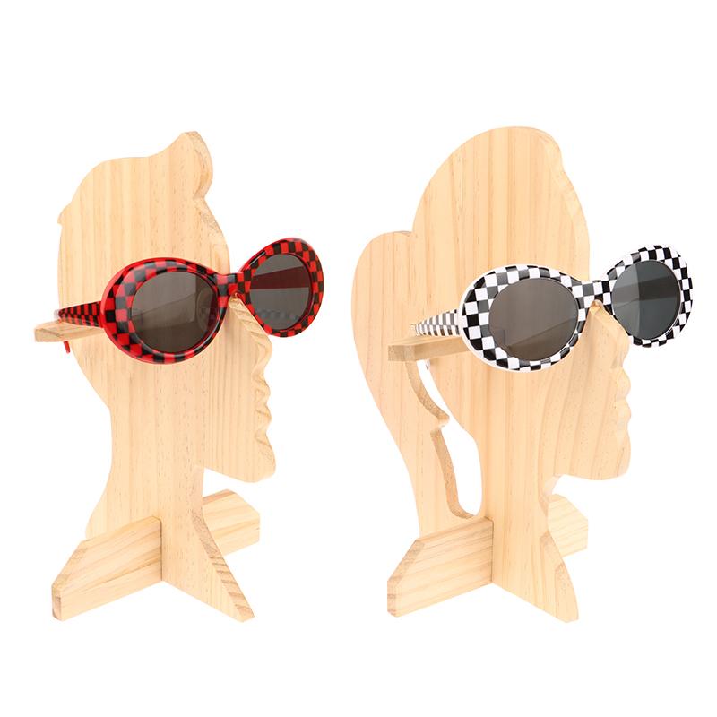 Sunglasses Shelf Display Stand Counter Glasses Storage Shelf Wooden Boys And Girls Head Mold Desktop Glasses Holder