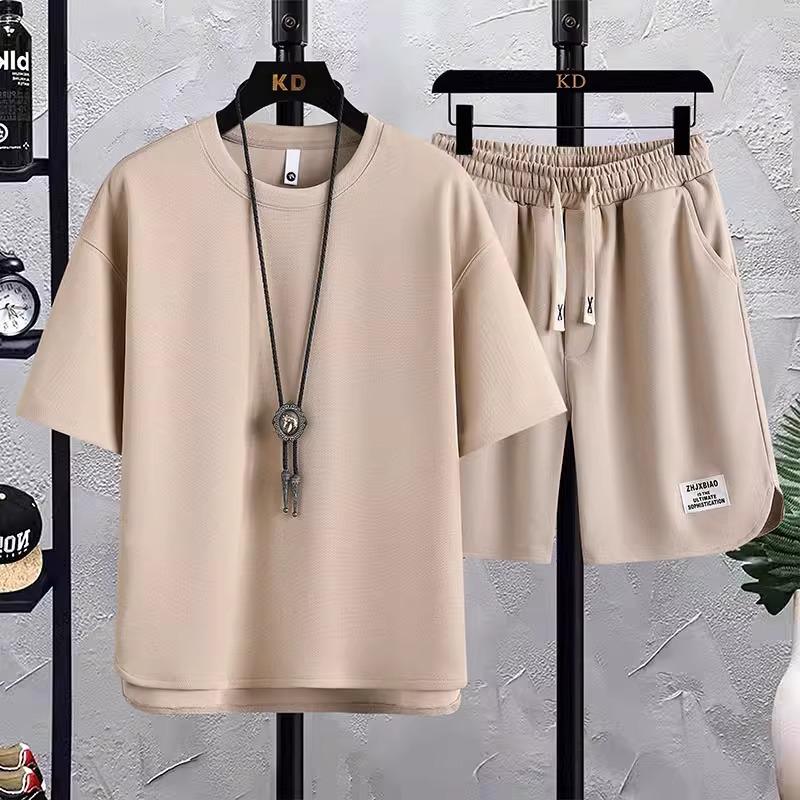 Men's Summer Ice Silk T-Shirt & Shorts Sports Casual Two-Piece Set