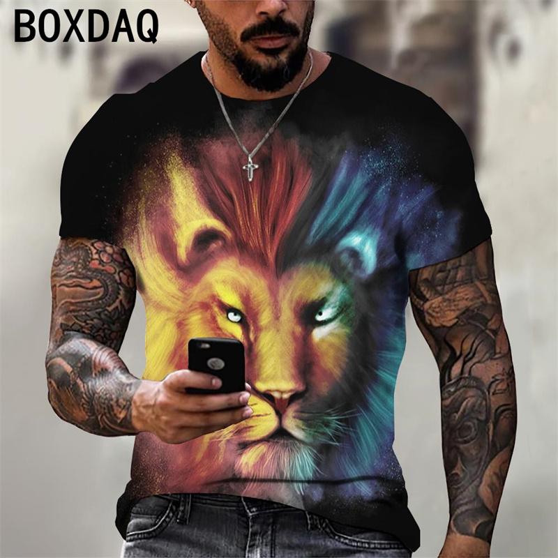 

Футболка с рисунком животного 3D Тигр / Лев / Топы с принтом Мужчины большого размера Летняя повседневная футболка с коротким рукавом Модная тенденция Личность Топ