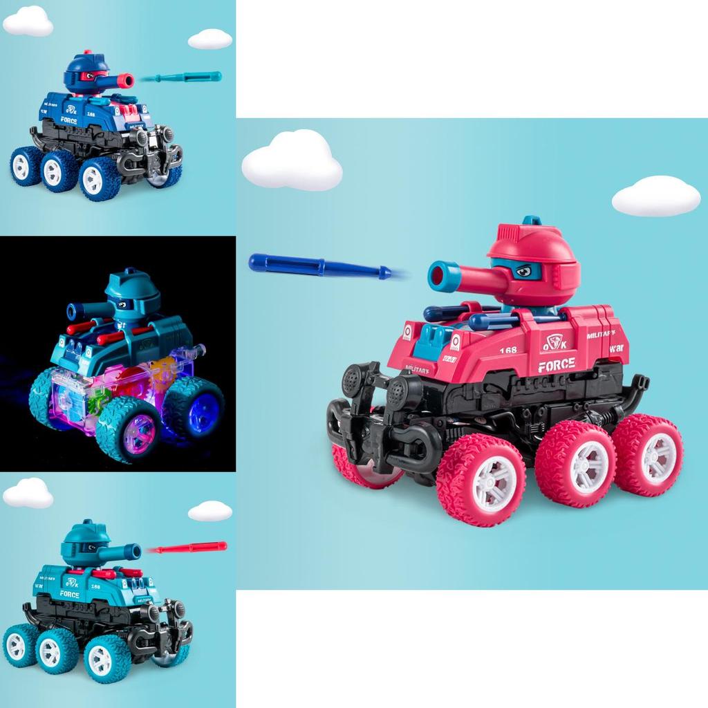 Childrens Toy Transparent Gear Tank With Launching Lights For Outdoor Play
