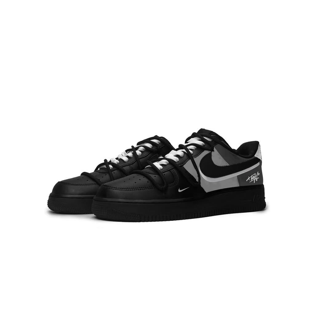 Nike Air Force 1 Gray Track Slip Resistant Abrasion Resistant Low top Skateboard Shoes Unisex Black Gray HM9483-001(Team619-)