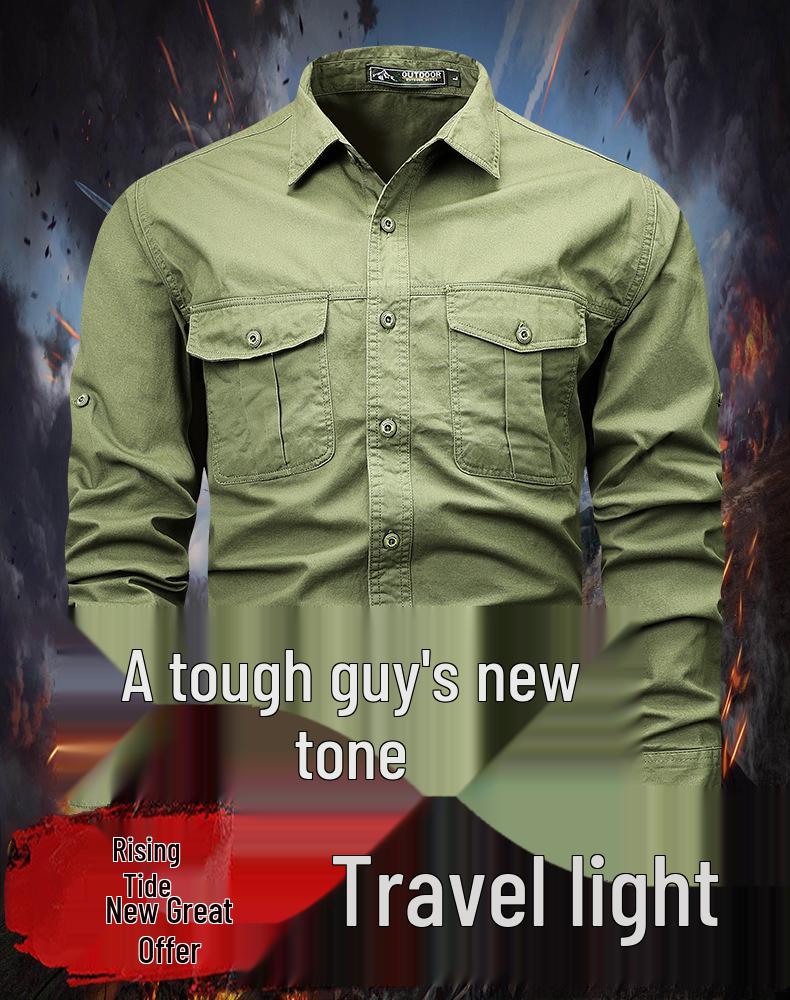 Men's Japanese Spring Casual Loose Long Sleeve Retro Workwear Shirt Jacket