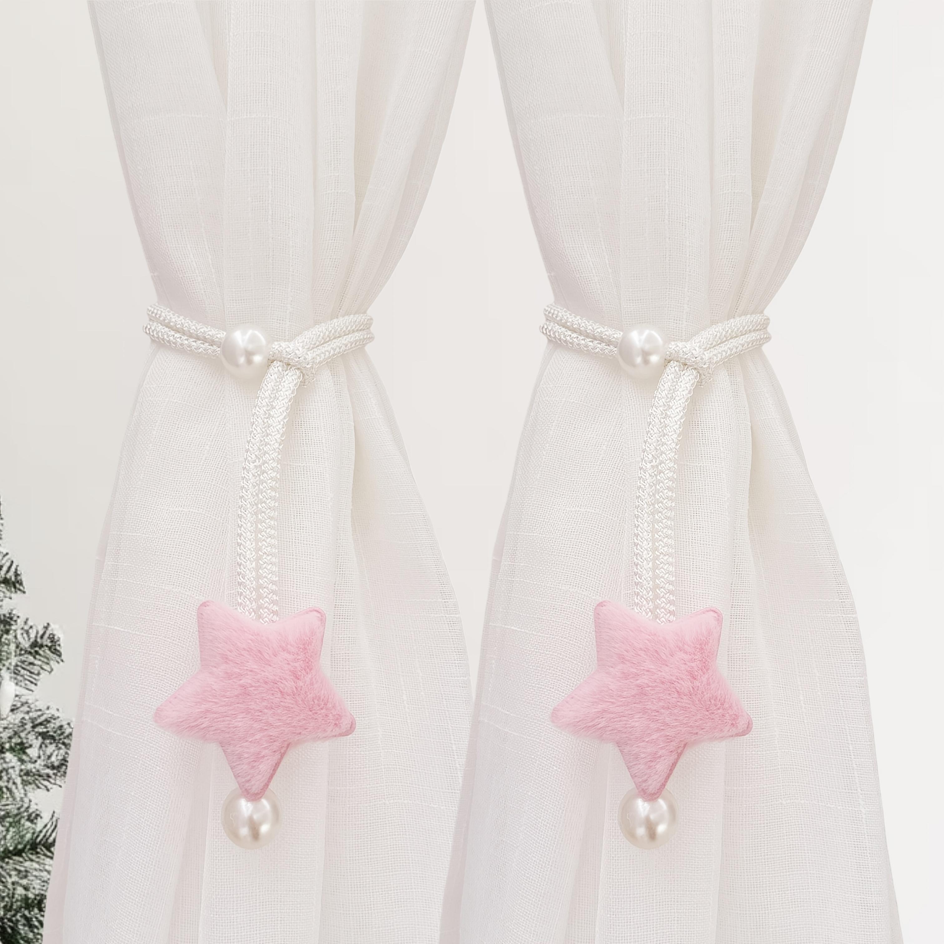 

2Pcs Star Decorative Curtain Strap, Simple Imitation Pearl Curtain Rope Gauze Curtain Strap, Gauze Tent Storage Rope рожевий