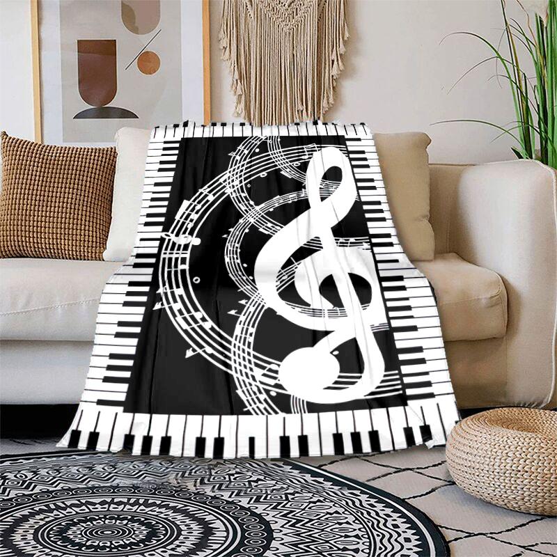1PC Musical Symbols Music Printed Blanket, All Season Lightweight Home Office Outdoor Nap Multifunctional Blanket A19