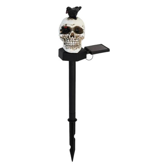 Solar Pumpkin Light Halloween Pathway Light Jack-O-Lantern Stake Outdoor Waterproof Skull Light with Stake for Yard Lawn Decoration