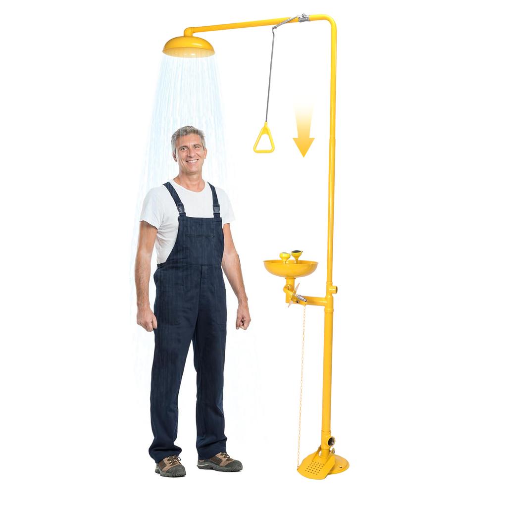 Emergency Eye Wash & Shower Equipment NPT Thread Integrated Eyewash and Shower System with Emergency Sign for Industrial Lab Use