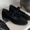 Sheepskin version~ retro versatile round head shallow mouth with Mary Jane shoes women's new spring new thick heel single shoes