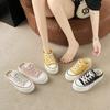 Półkapcie na grubej podeszwie na jeden pedał z płótna z główką torby damskie letnie nowe małe białe buty casualowe małe buty na platformie typu muffin