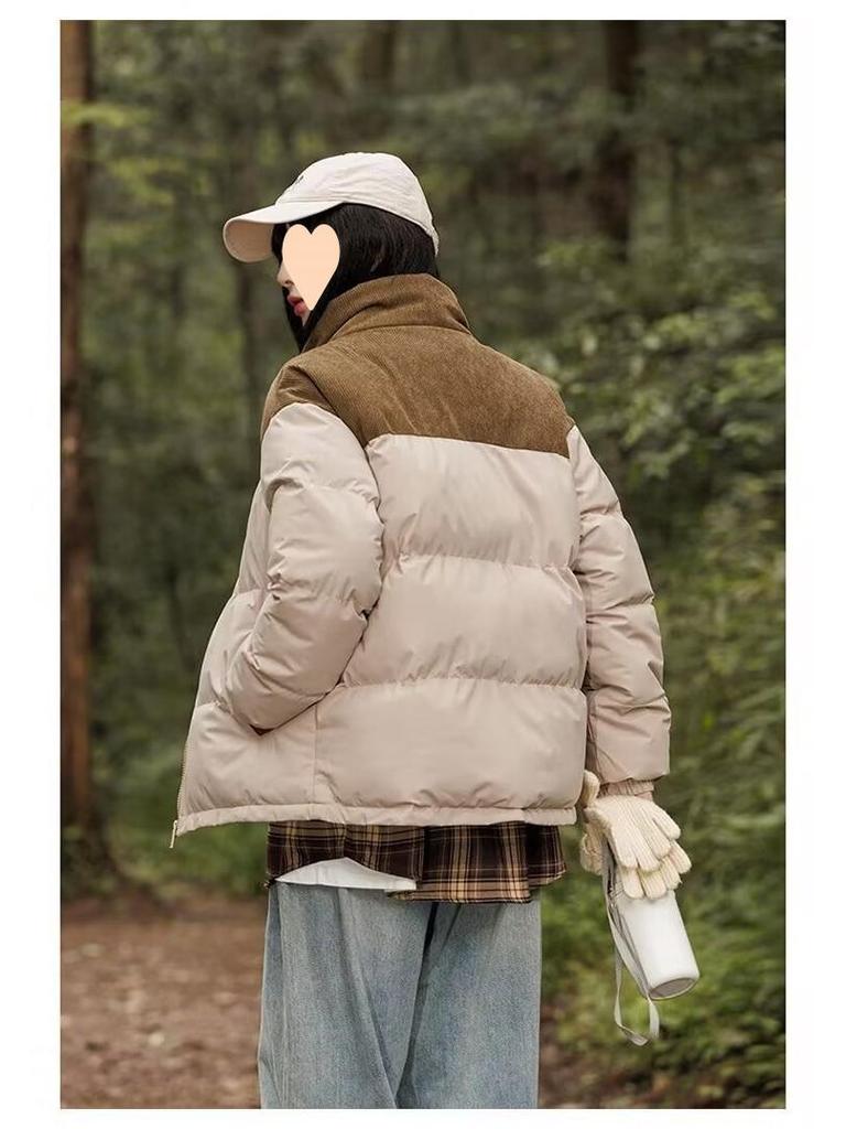 Winter Stand Collar Puffer Jacket: Double Color, Thick Cotton, Unisex