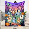 Halloween Bluey Family Personalized Text Blanket Gift Personalized Blanket Soft Warm Cozy for Livingroom Nap Couch Office Chair