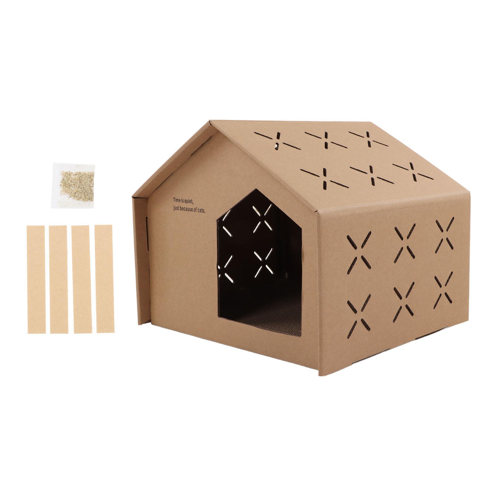 

Картонный кошачий домик Веселый Большое пространство Когтеточка Звездная крыша Кошка Гофрированная когтеточка Коробка Домик для 007 1