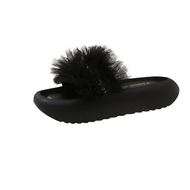 Modische Mesh-Sandalen mit dicker Sohle Damenschuhe Sommer neue weichsohlige, leichte und vielseitige Ein-Wort-Slipper