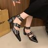New Luxury Metal Designer Summer Heeled Sandals for Daily Walking Comfortable Shallow Slip-on Women's High Heels Zapatos Mujer