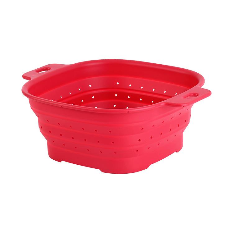 Food Grade Silicone Collapsible Colander, Foldable Fruit Vegetable Washing Basket, Heat Resistant Kitchen Strainer