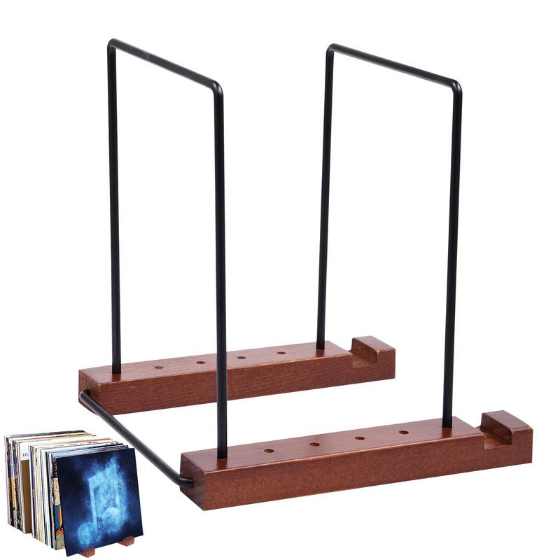 Modern Solid Wooden LP Album Deskop Rack Books Vinyl Record Storage Holder Large Capacity Display Stand Wooden Deskop Rack