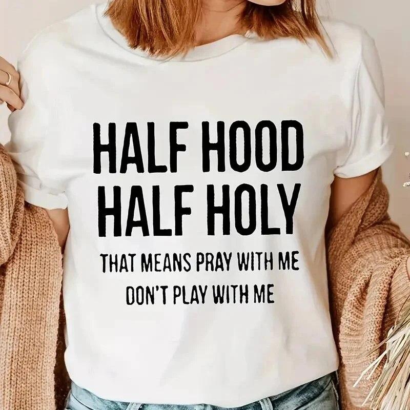 

Унисекс полукапюшон полусвятой, что означает помолитесь со мной, не играйте со мной топы футболки для девочек летние футболки L