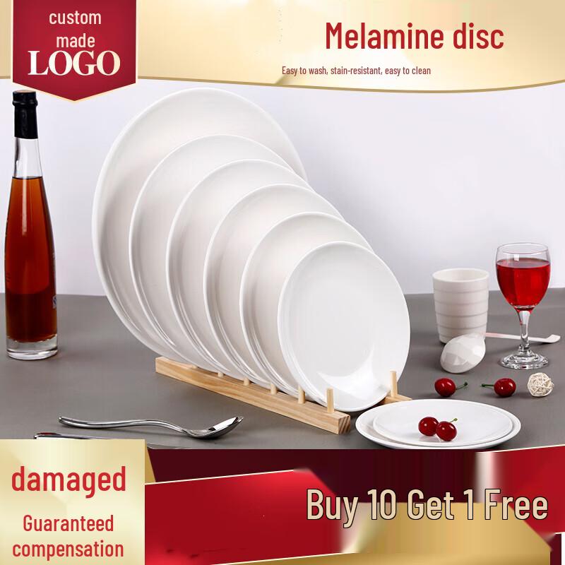 16-inch White Melamine Round Dinner Plate