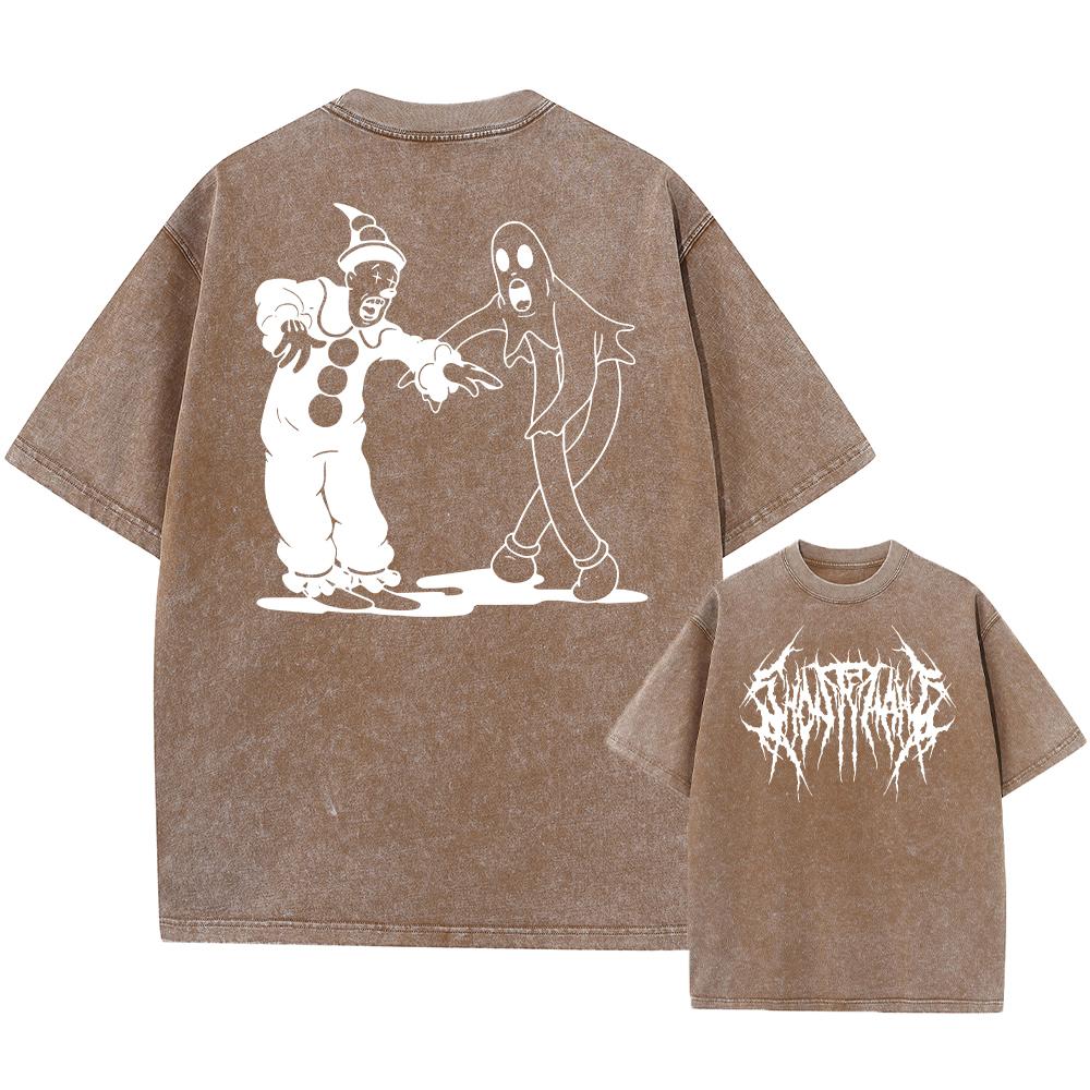 Ghostemane Double Sided Print Washed T-Shirt Oversized Men 100% Cotton Tshirt Gothic Rock TShirt Streetwear Unisex