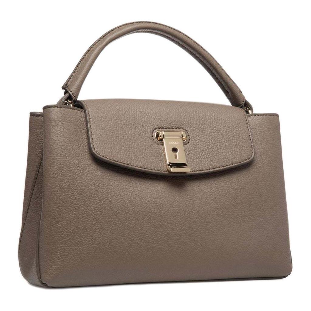Bally Lock Me Gold Hardware Adjustable Detachable Shoulder Strap Pebbled Calfskin Crossbody Handbag Small Women Handbags Brown 6308614