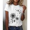 Women's T Shirt Tee 100% Cotton Black White Yellow Graphic Daisy Print Short Sleeve Daily Going Out Basic Round Neck Regular 100% Cotton Floral S