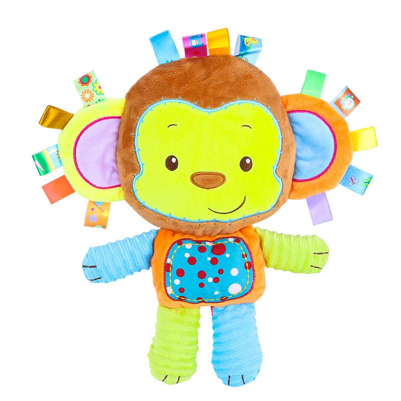 Baby Fill In Soft Plush Toy Cartoon Animal Elephant Monkey Plush Bell Rattles Toy Children Placation Toy Sleeping Companion Toys