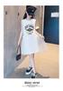 2026 Summer New Mid University Children's White Dress, Girls' Elegant Princess Dress, Girls' Summer Dress, Mesh Skirt