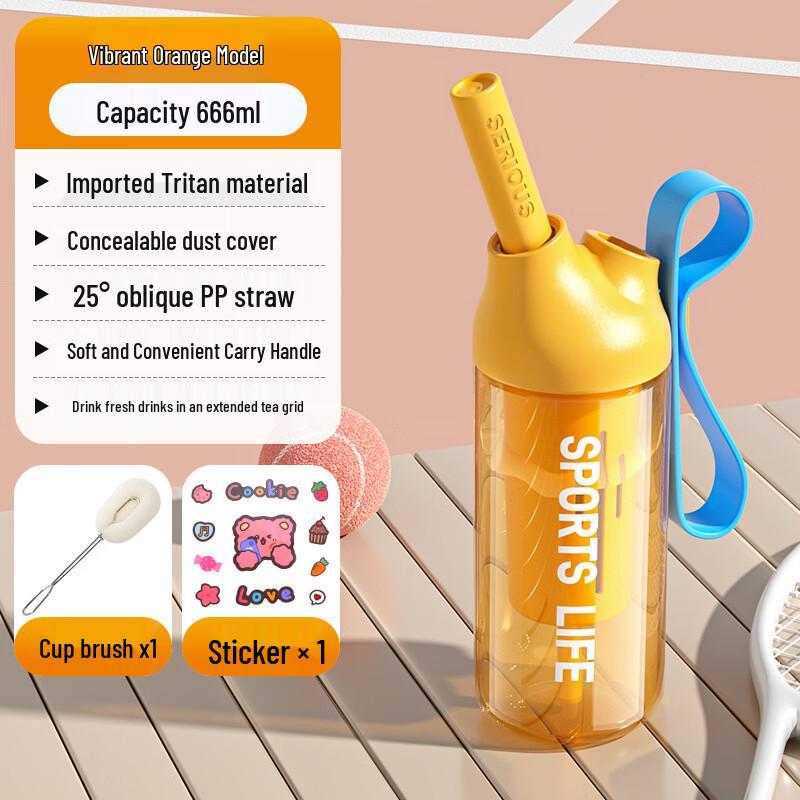 Cute Kids  Portable Straw Water Bottle