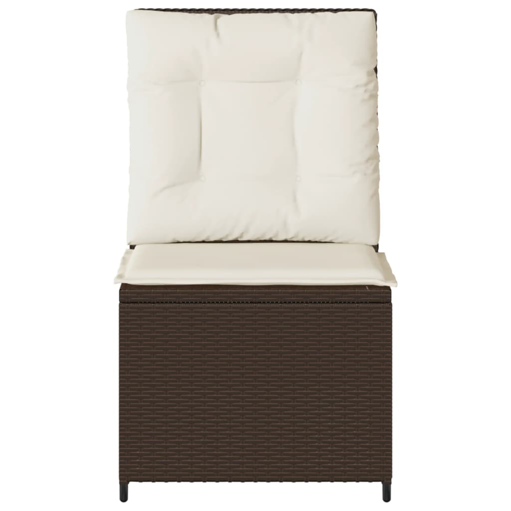 Folding Garden Armchair With Cushions, Brown, Poly Rattan