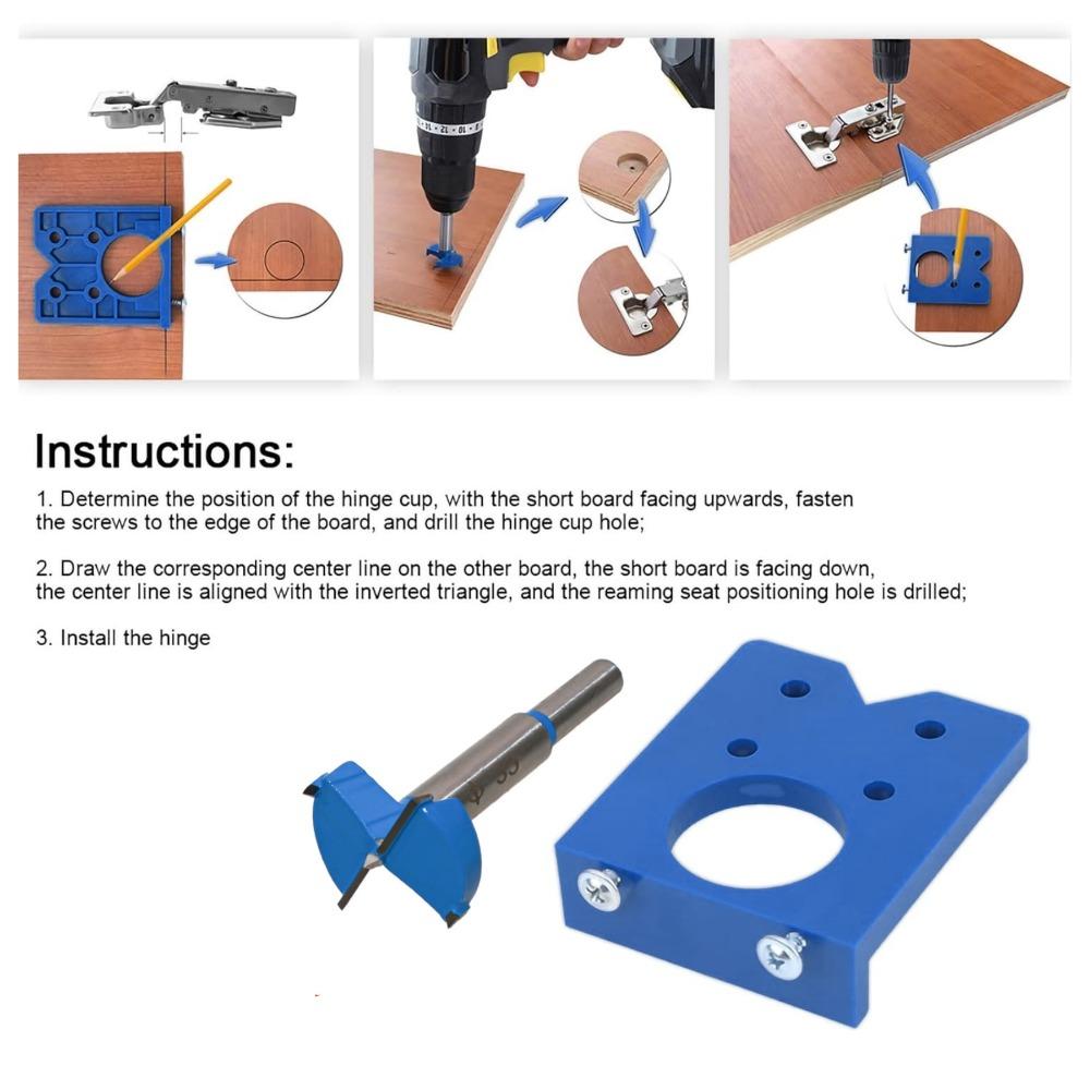 35mm Hinge Hole Drilling Guide Locator DIY Wood Furniture Door Cabinets Hinge Installation Drilling Jig ABS Woodworking Tools