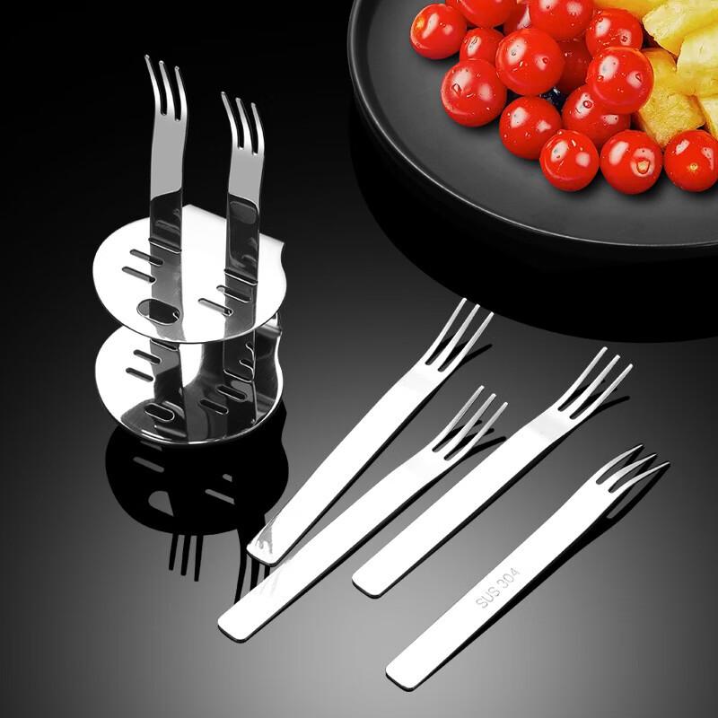 304 Stainless Steel Fruit Fork Set with Storage Rack