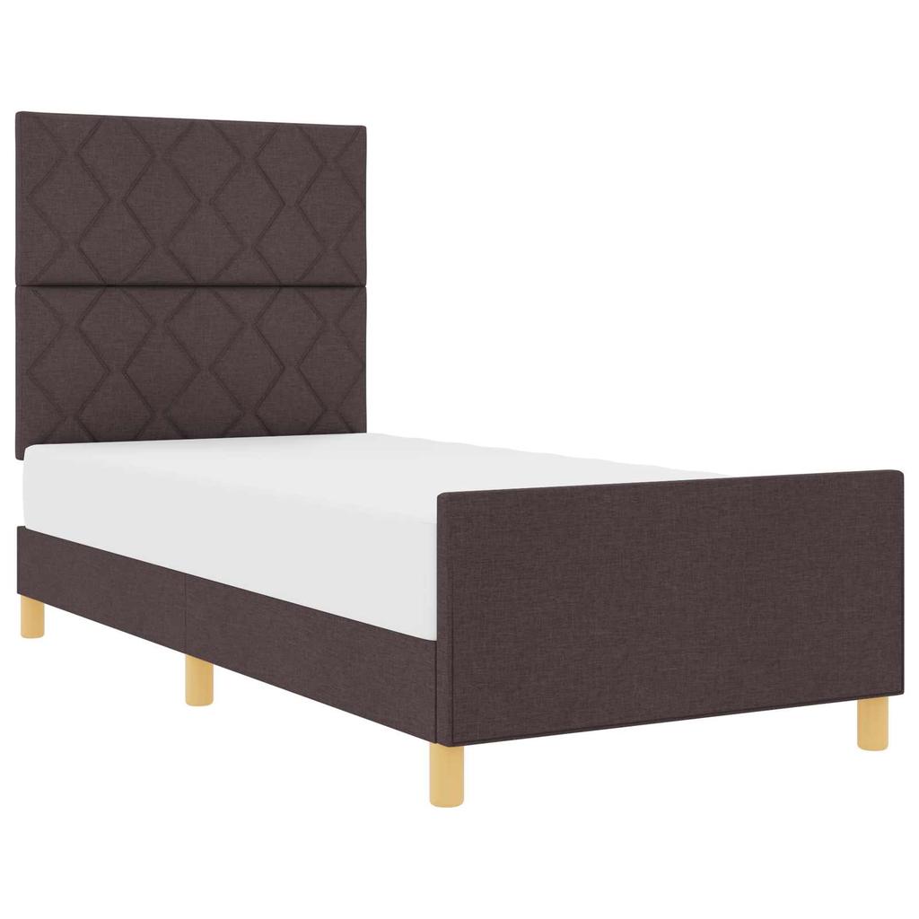 Bed Frame with Headboard Dark Brown 90 x 190 cm Fabric