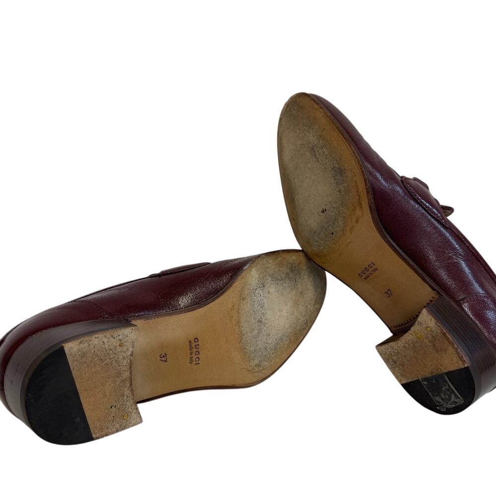Gucci Sherry Line Leather Horsebit Loafers Wine-red Leather Used