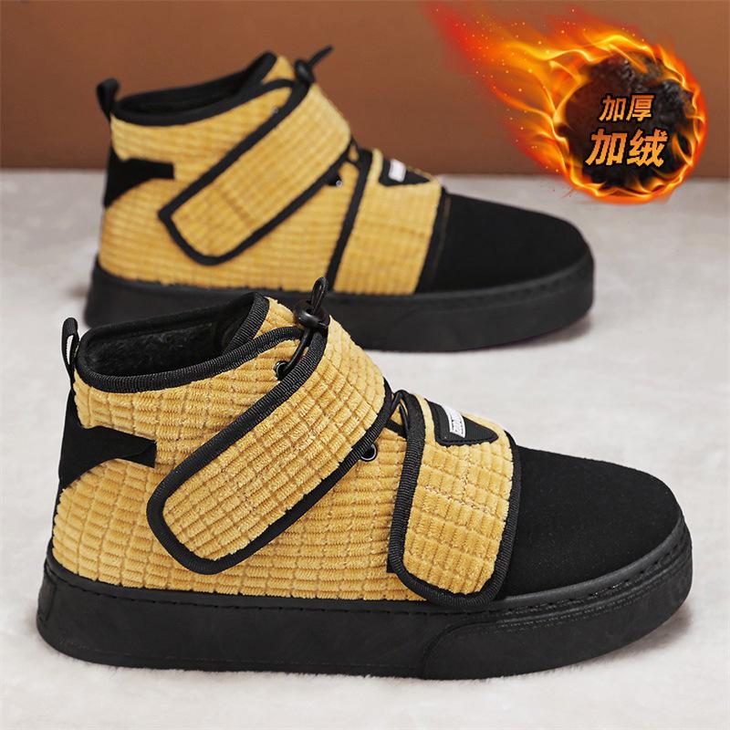 

Дизайнерская мода мужские вельветовые зимние ботинки зимние меховые теплые на липучках удобные высокие кроссовки для скейтбординга 44 жёлтый