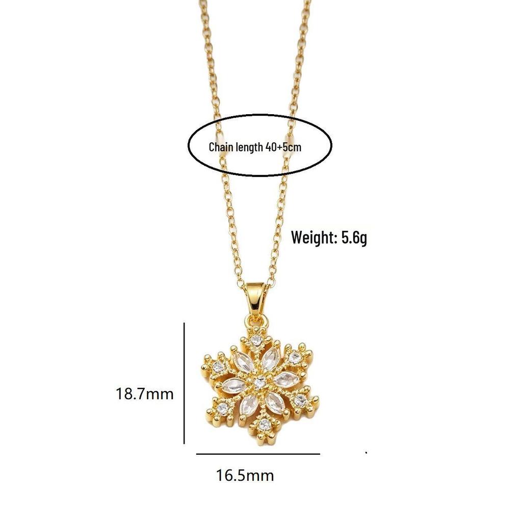 Trendy Titanium Steel Snowflake Necklace for Women, Elegant and Durable with a Unique Design and Clavicle Length.