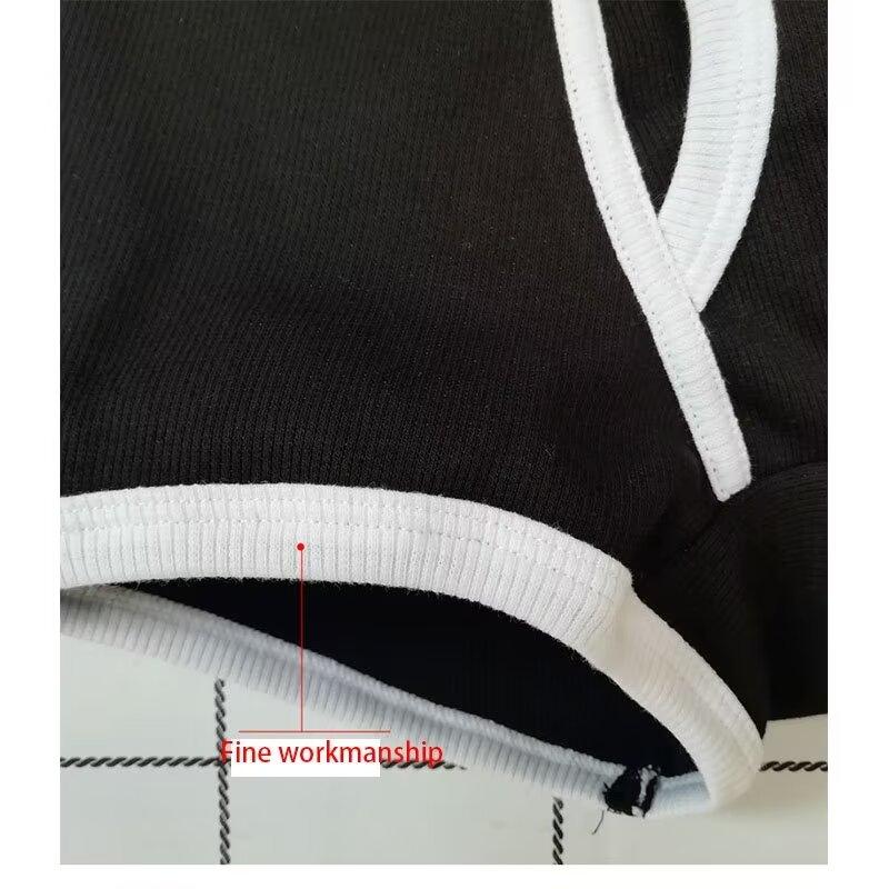 Men's Cotton Flat Corner Pants Ribbed Cotton Minimalist White Oversized Underwear High Elasticity Four Corner Underwear
