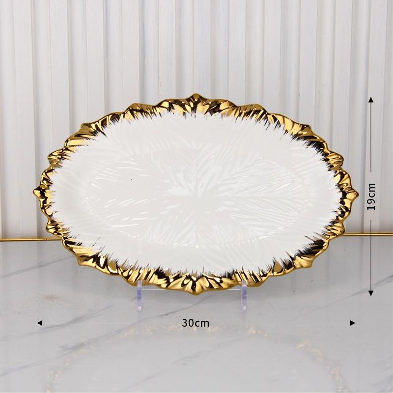 Golden Edged Ceramic Dining Plate Western Steak Plate Sushi Plates Dessert Bowl Sashimi Plates Fruit Dish Salad Bowl Soup Bowls