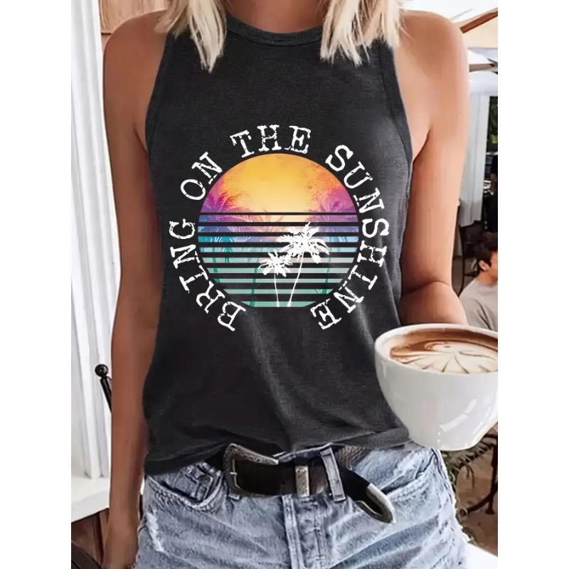 Printed Spring and Summer Sleeveless Top T-shirt with A Round Neck Pullover Vest
