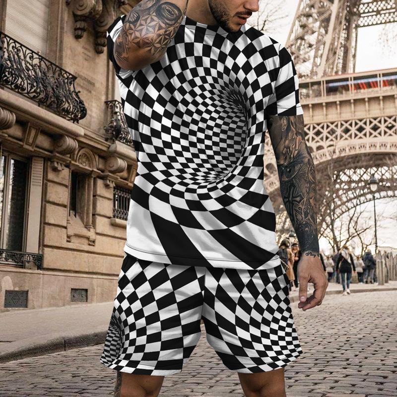 3D Digitaldruck T-Shirt Teenager Herren Kurzarm Anzug Vielseitig Atmungsaktiv
