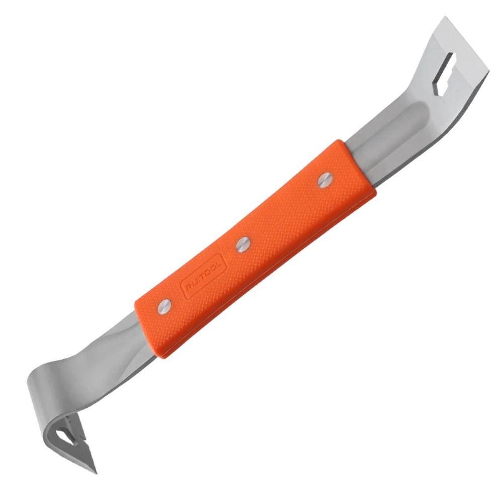Stainless Steel Pry Bar Rubber Handle Angle Head Nail Puller Multifunctional Nut Bar  Woodworking