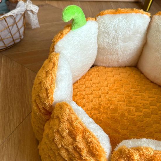 Pumpkin Cat Bed 16.5/19.7 In Soft Fleece Pet Mat Warm Dog