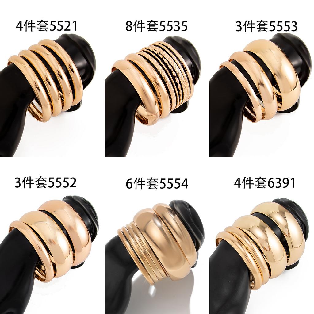 Fashion Metal Scenery Surface Bracelet Set Female, Personality Exaggerated Thread Wide Bracelet Bracelet