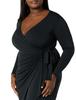 Amazon Essentials Women's Classic Fit Long Sleeve Wrap Dress, Black, Size L
