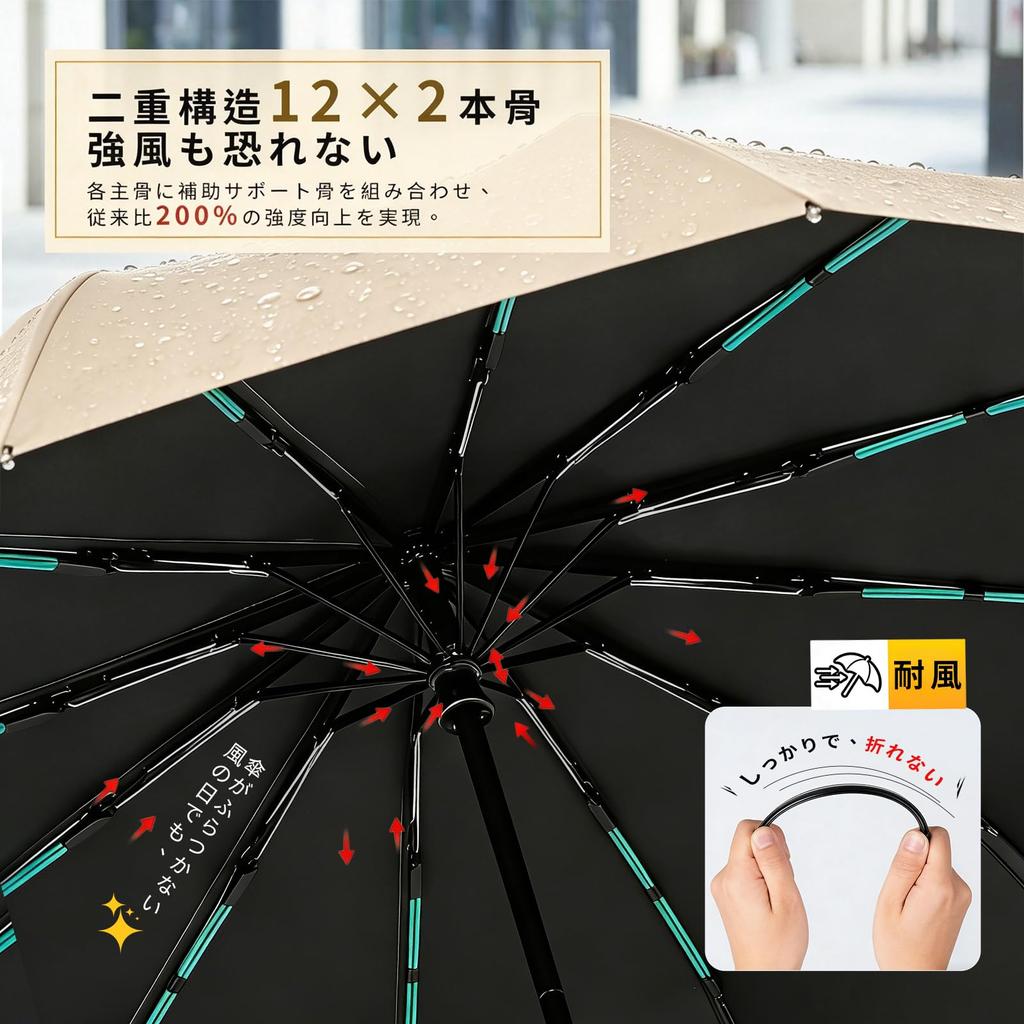 Folding Sun Automatic Opening and UV Heat 12 Large Water Suitable for Heavy Rainy and Day Gift Umbrella, Umbrella, One-Touch Closing, Protection,