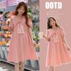Maternity Dress Small Dress Summer Sweet Doll Collar Bow Age Reduction Temperament Large Size Medium and Long Skirt
