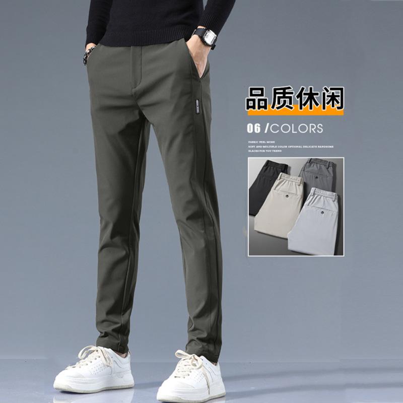 Casual pants men's autumn and winter thickened business simple slim-fitting small feet straight trousers