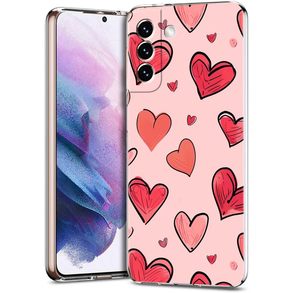 Colorful Love Heart Phone Case For Samsung Galaxy S24 Ultra S23 FE S22 S20 S21 5G S10 S9 Plus S10E S8 Soft Silicone Clear Cover