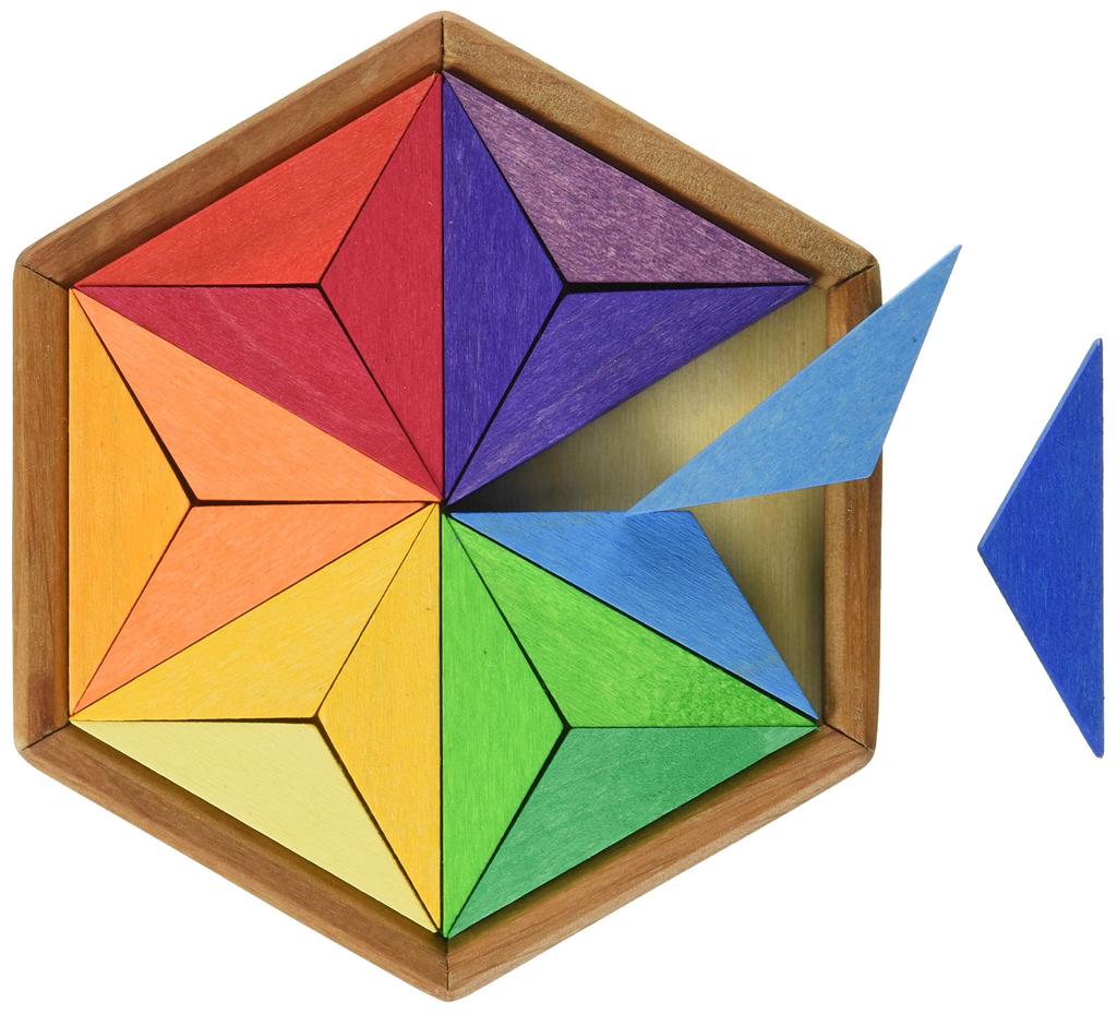 Grimm's Small Complementary Color Star - Little Wooden Creative Puzzle in Storage Tray