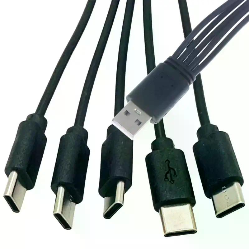 20cm USB To Type-c Splitter Adapter Cable 2/3/4/5 Port USB C Splitter Cable USB To Type C Multiple Charging Cable