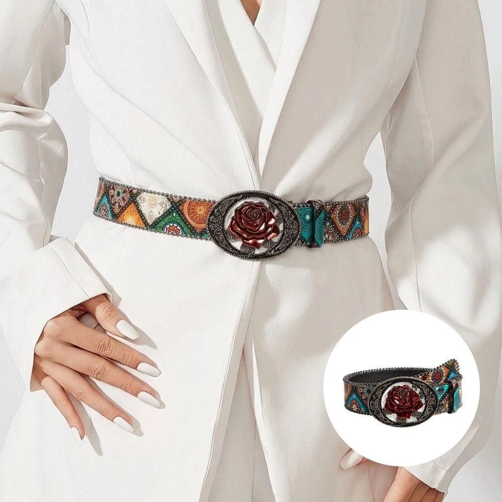 Rivet Design Women's Gothic Belt Rose Belt Buckle Punk Belt Waist Belt  Clothing Accessories